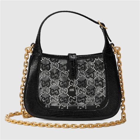 lizard gucci jackie with crystals|GUCCI Lizard Mesh GG Crystals Mini Jackie 1961 Black.